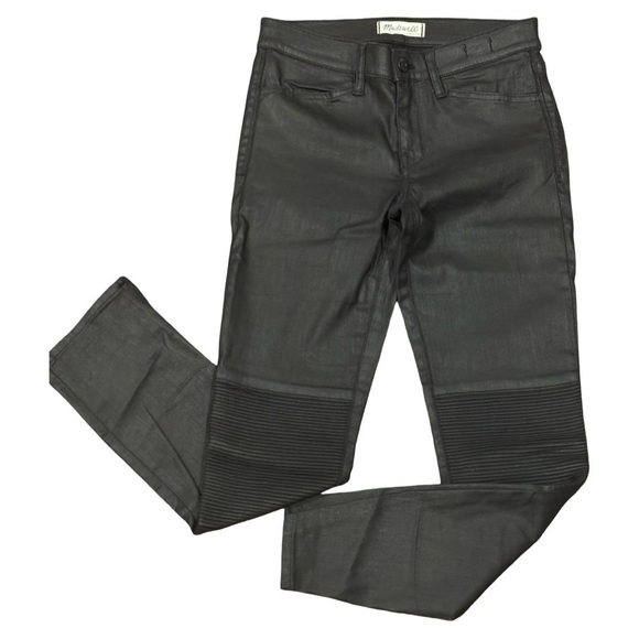Madewell Skinny Skinny Black Motto coated pants Size 27 - Picture 1 of 10